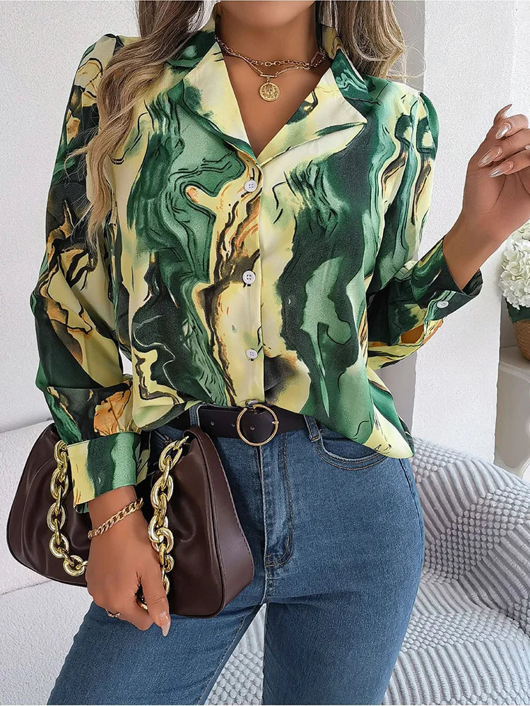 Bathilda - Damen Marmor-Print Shirt