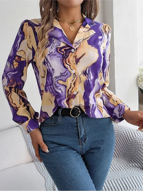 Bathilda - Damen Marmor-Print Shirt