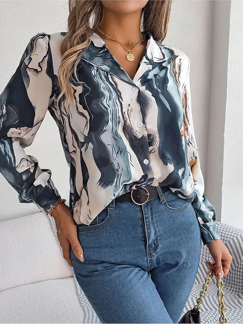 Bathilda - Damen Marmor-Print Shirt