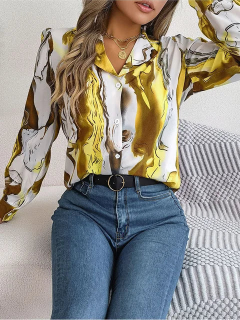 Bathilda - Damen Marmor-Print Shirt