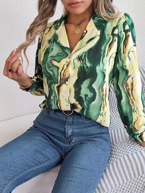 Bathilda - Damen Marmor-Print Shirt
