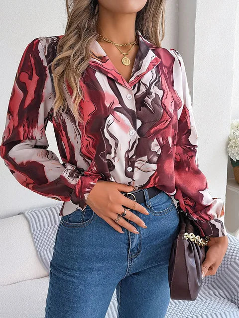 Bathilda - Damen Marmor-Print Shirt