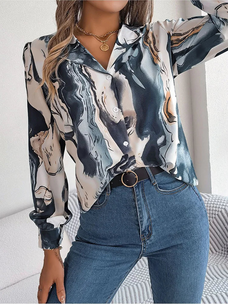 Bathilda - Damen Marmor-Print Shirt