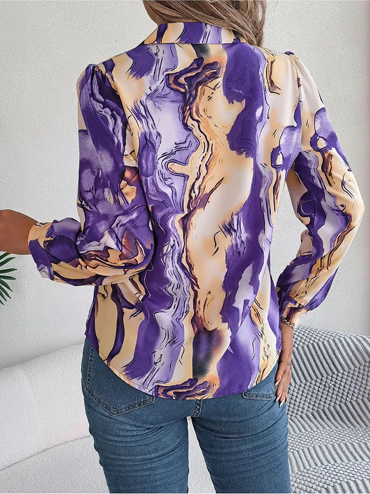 Bathilda - Damen Marmor-Print Shirt