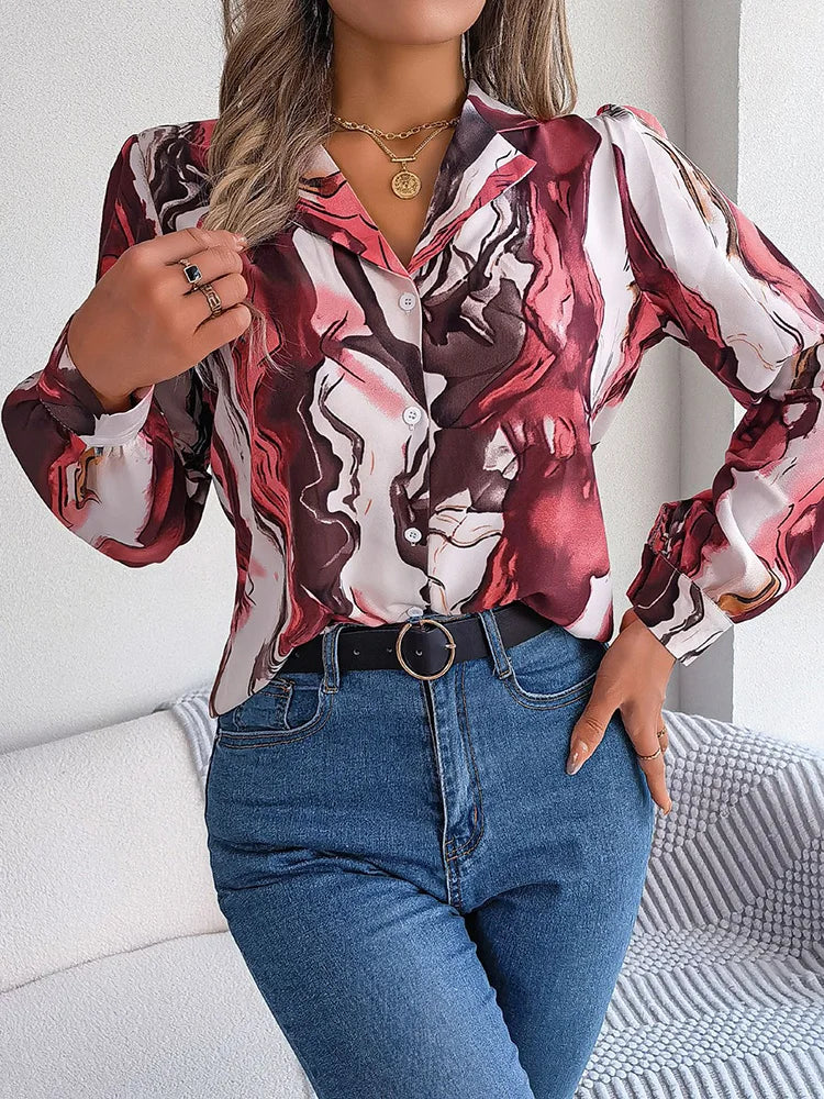 Bathilda - Damen Marmor-Print Shirt