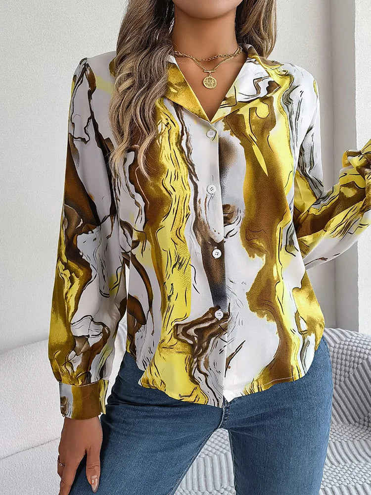 Bathilda - Damen Marmor-Print Shirt