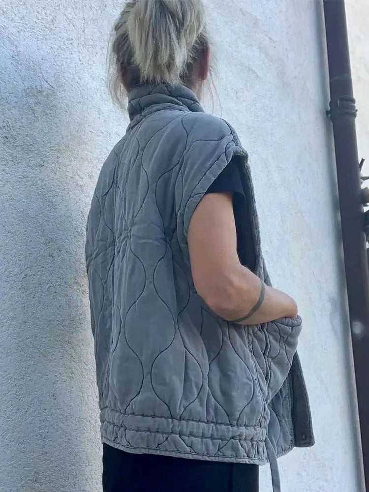 Shani | Herbst Winter Frauen Tasche Baumwolle Mantel Weste ärmellos