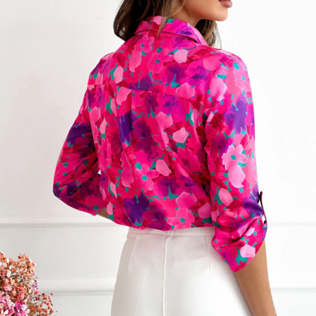 Frowka - Lässige Bluse in Knallpink mit floralem Druck