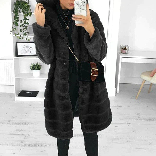 Lila - Damen-Fleece-Wintermantel