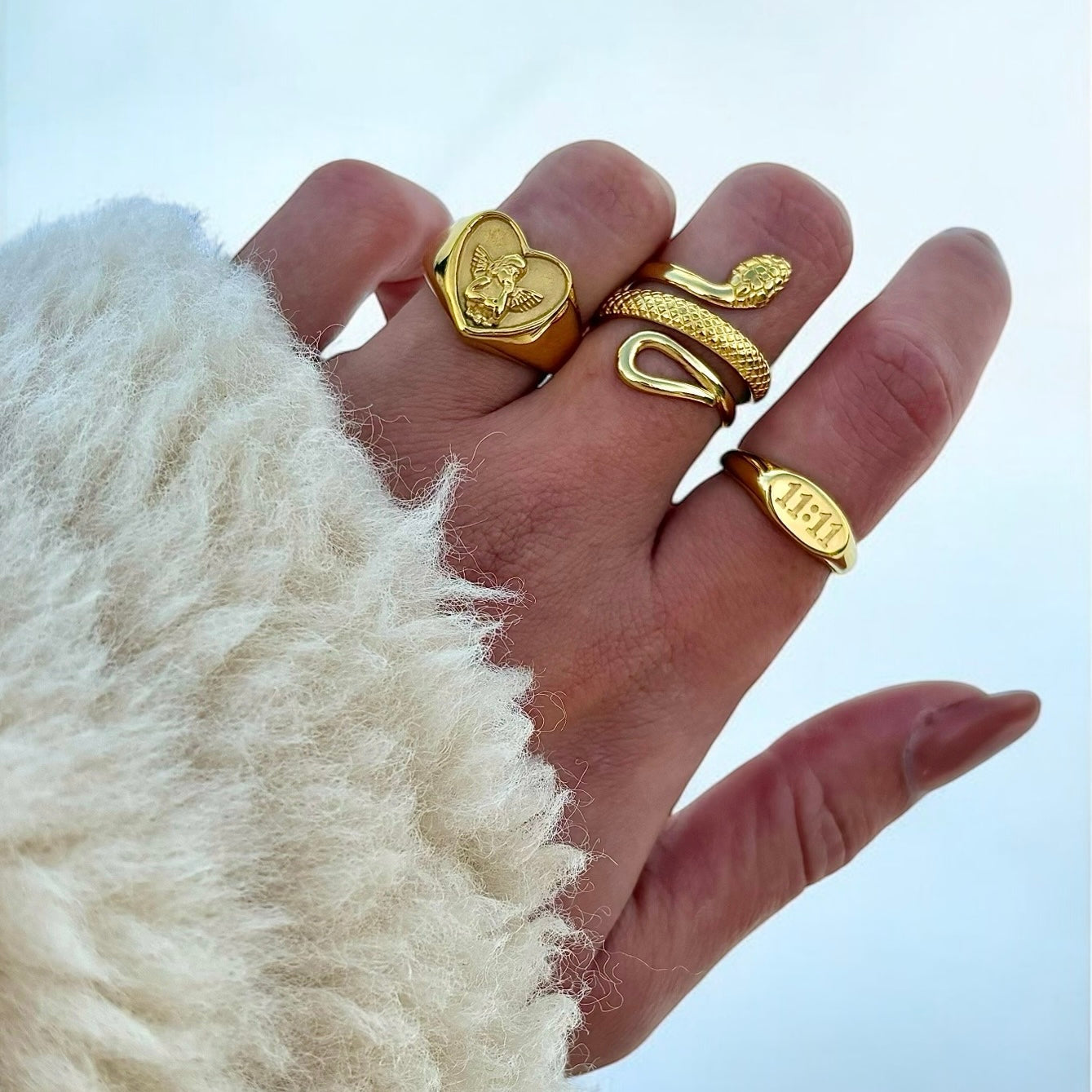 Goldener Lucky Lebensring 11:11 – Hypoallergen & Zeitlos