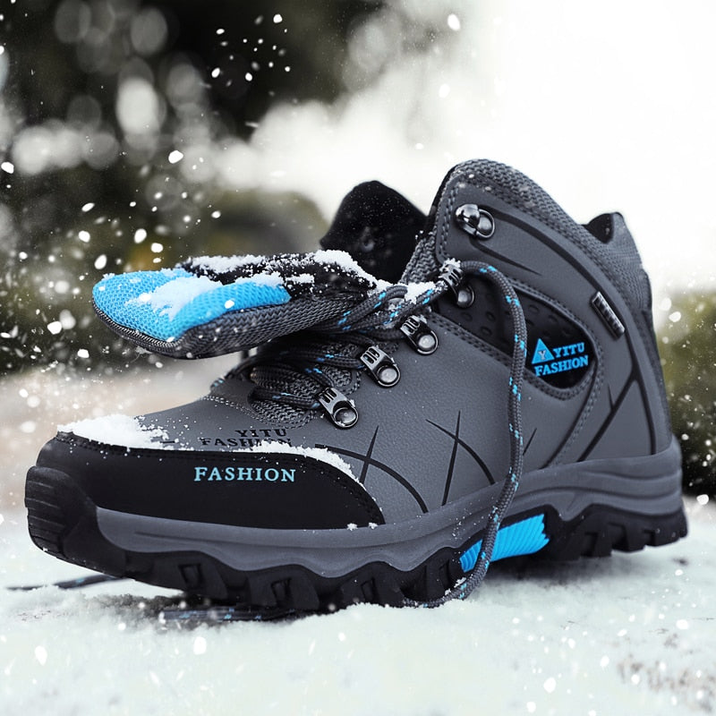 Winter-Schneestiefel für Herren, wasserdichte Ledersneaker
