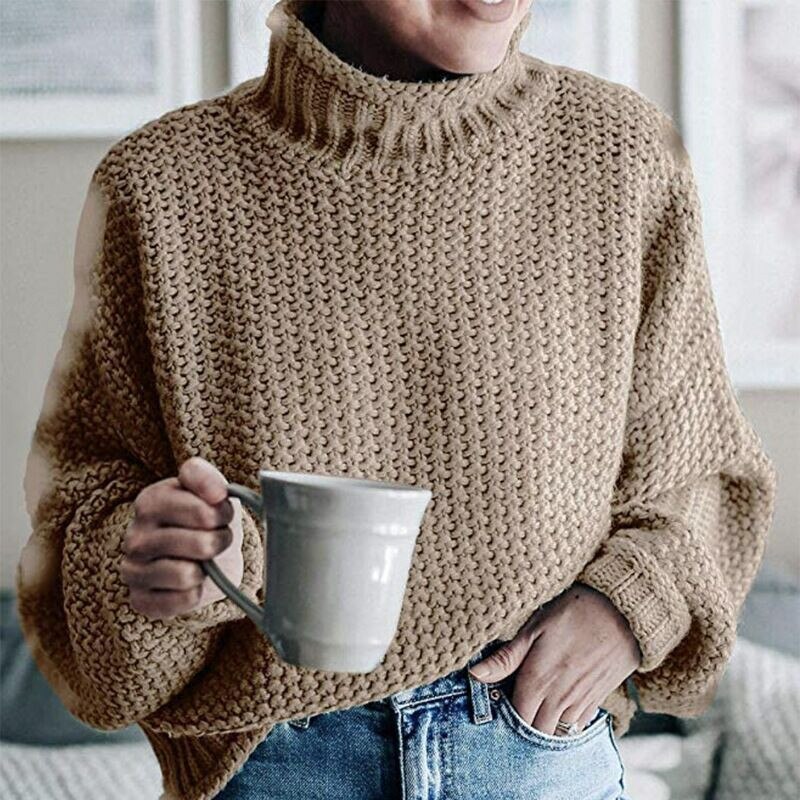 Kuscheliger Damen Strickpullover – Lockerer Rollkragenpullover für Herbst und Winter, ideal für lässige Freizeitlooks