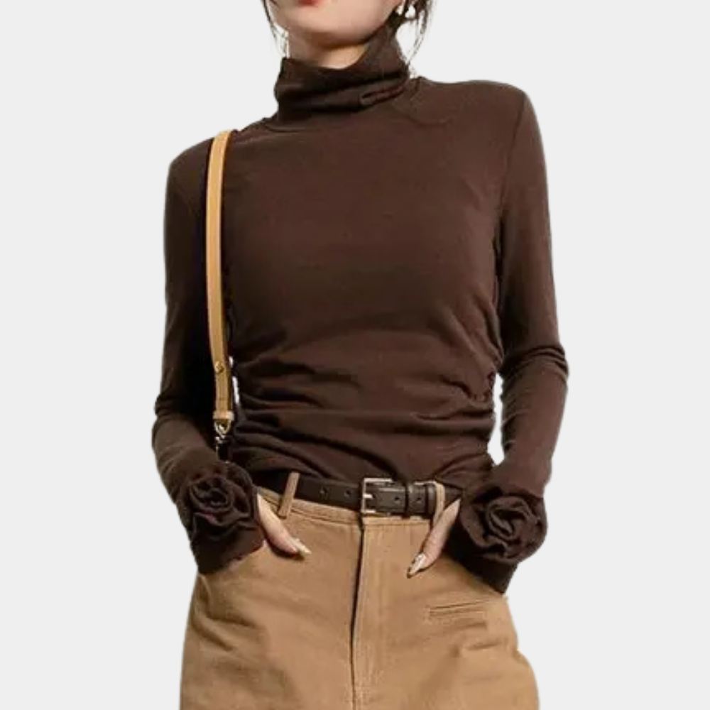Jeanette - Elegantes Braunes Shirt für Damen