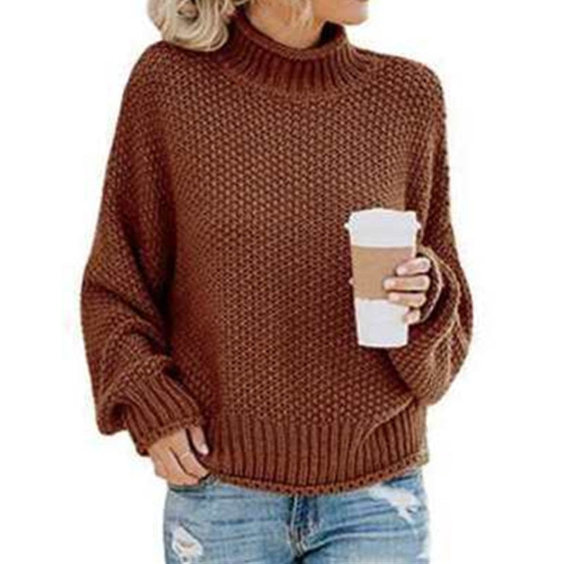Kuscheliger Damen Strickpullover – Lockerer Rollkragenpullover für Herbst und Winter, ideal für lässige Freizeitlooks