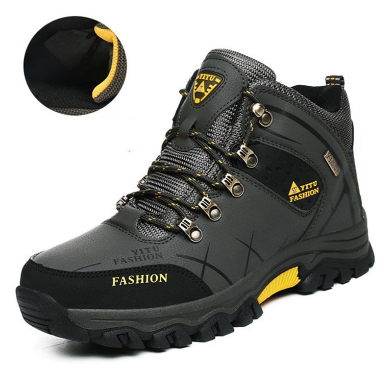 Winter-Schneestiefel für Herren, wasserdichte Ledersneaker