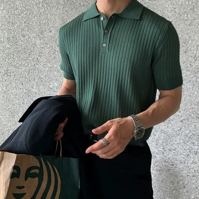 Roberto Herren Strick-Polo Shirt – Elegantes Kurzarm-Poloshirt mit Rippstruktur