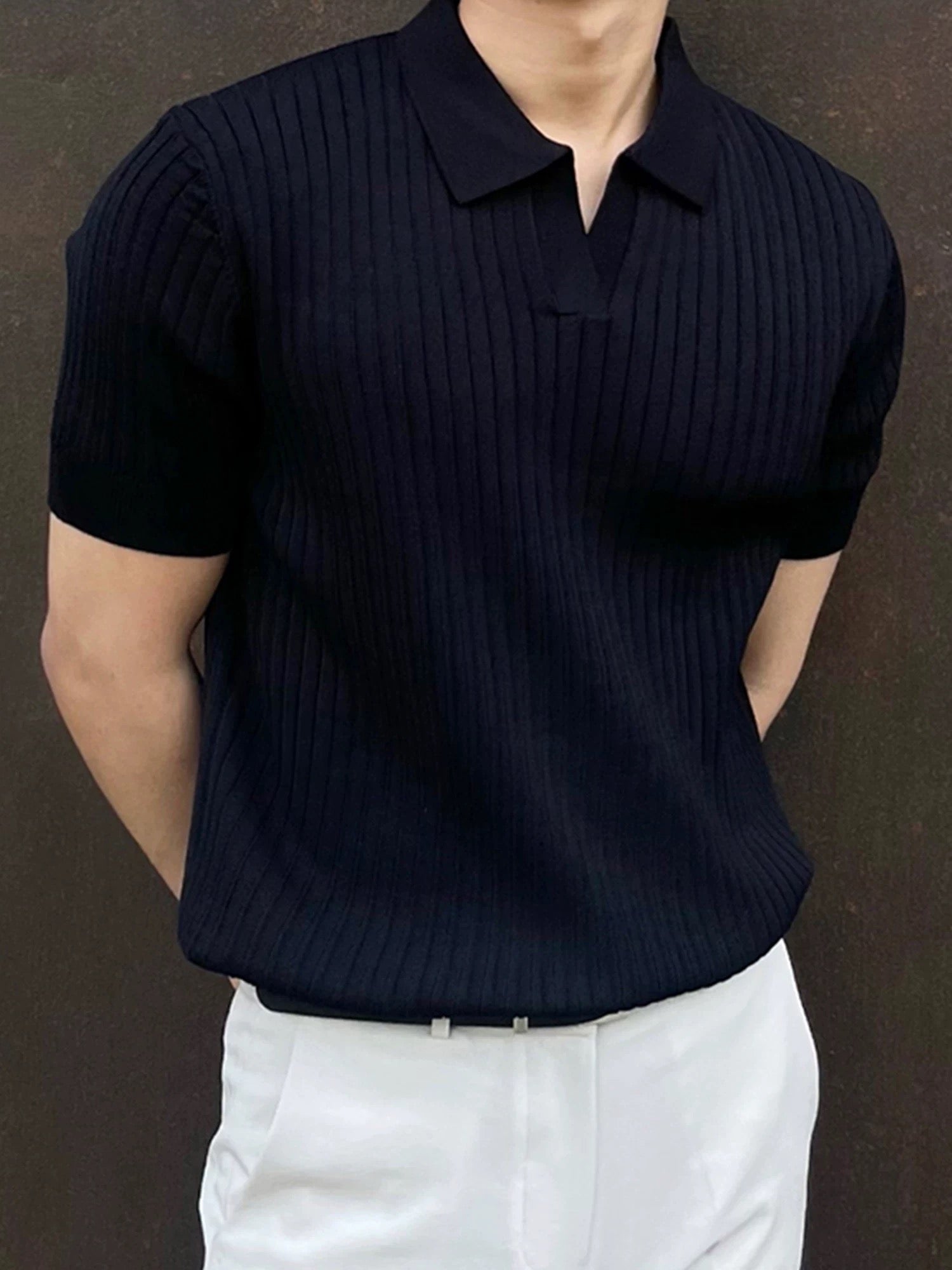 Lebra Herren Strick-Polo Shirt – Elegantes Kurzarm-Poloshirt in Weiß mit Rippstruktur