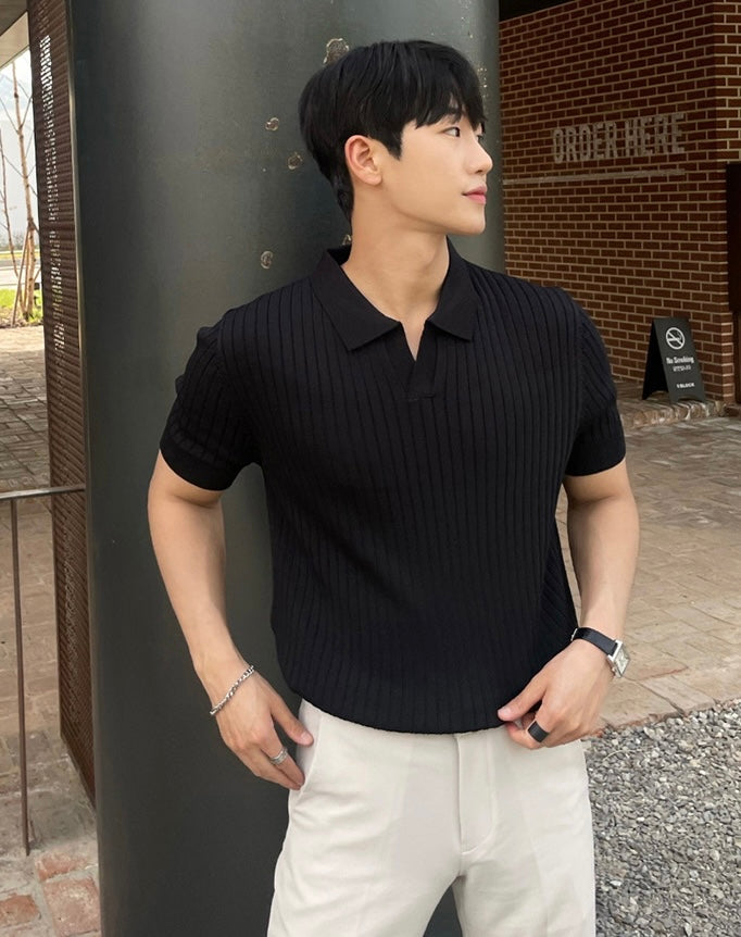 Lebra Herren Strick-Polo Shirt – Elegantes Kurzarm-Poloshirt in Weiß mit Rippstruktur