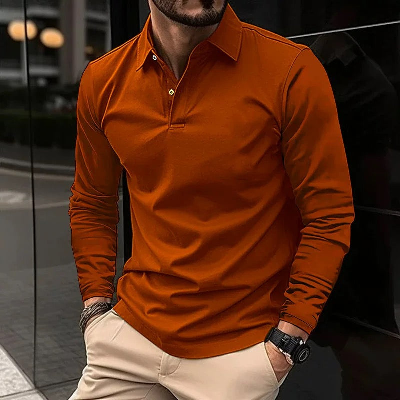 Paulo Herren Langarm-Polo Shirt – Elegantes Poloshirt aus Baumwolle für Freizeit und Büro