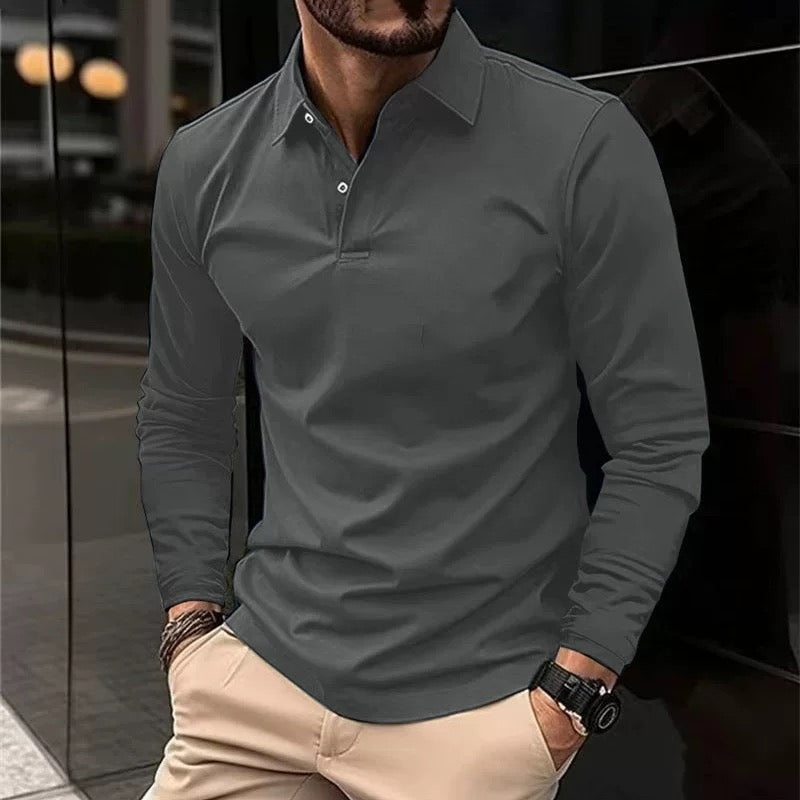 Paulo Herren Langarm-Polo Shirt – Elegantes Poloshirt aus Baumwolle für Freizeit und Büro
