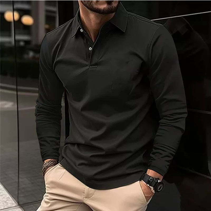 Paulo Herren Langarm-Polo Shirt – Elegantes Poloshirt aus Baumwolle für Freizeit und Büro