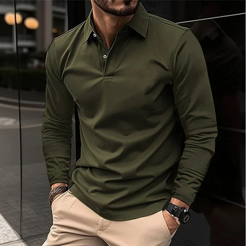 Paulo Herren Langarm-Polo Shirt – Elegantes Poloshirt aus Baumwolle für Freizeit und Büro