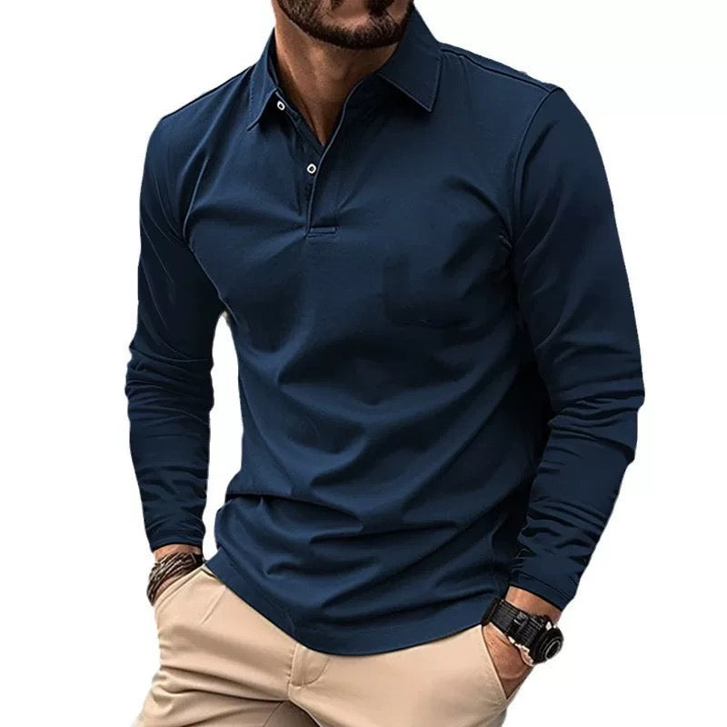 Paulo Herren Langarm-Polo Shirt – Elegantes Poloshirt aus Baumwolle für Freizeit und Büro