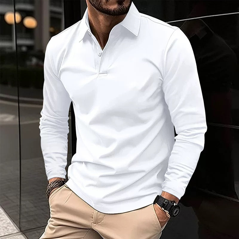 Paulo Herren Langarm-Polo Shirt – Elegantes Poloshirt aus Baumwolle für Freizeit und Büro