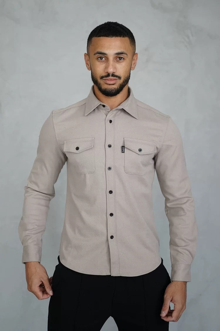 Herren Hemdjacke Beige – Langarm, Slim Fit & Vielseitig für Business & Freizeit