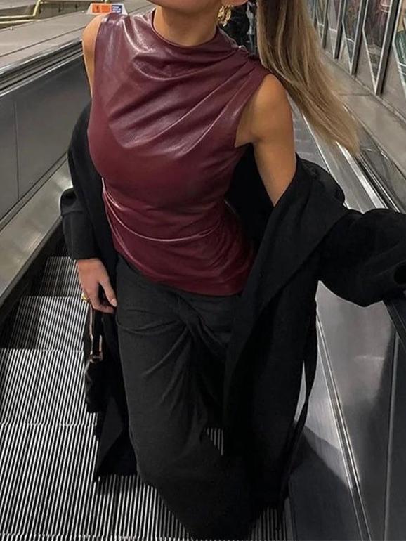Arelyz | Stilvolles, lässiges Ledertop für Damen