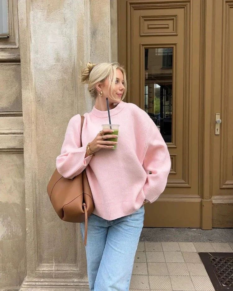 Nikola | Gemütlicher Oversized-Pinker Pullover für Damen