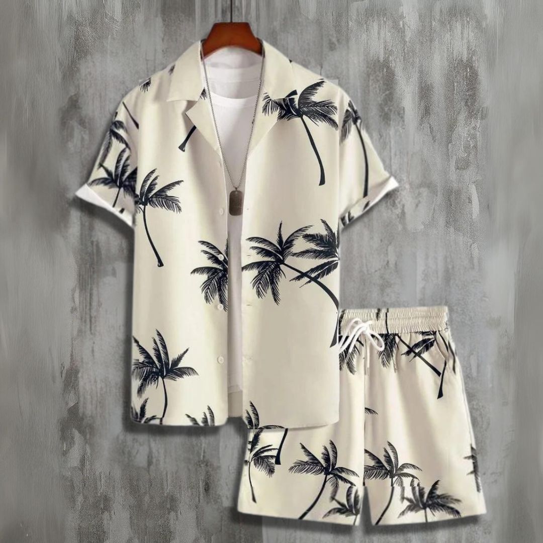 Sommer Set Herren Baumwolle Shorts und T-Shirt für Strand und Freizeit