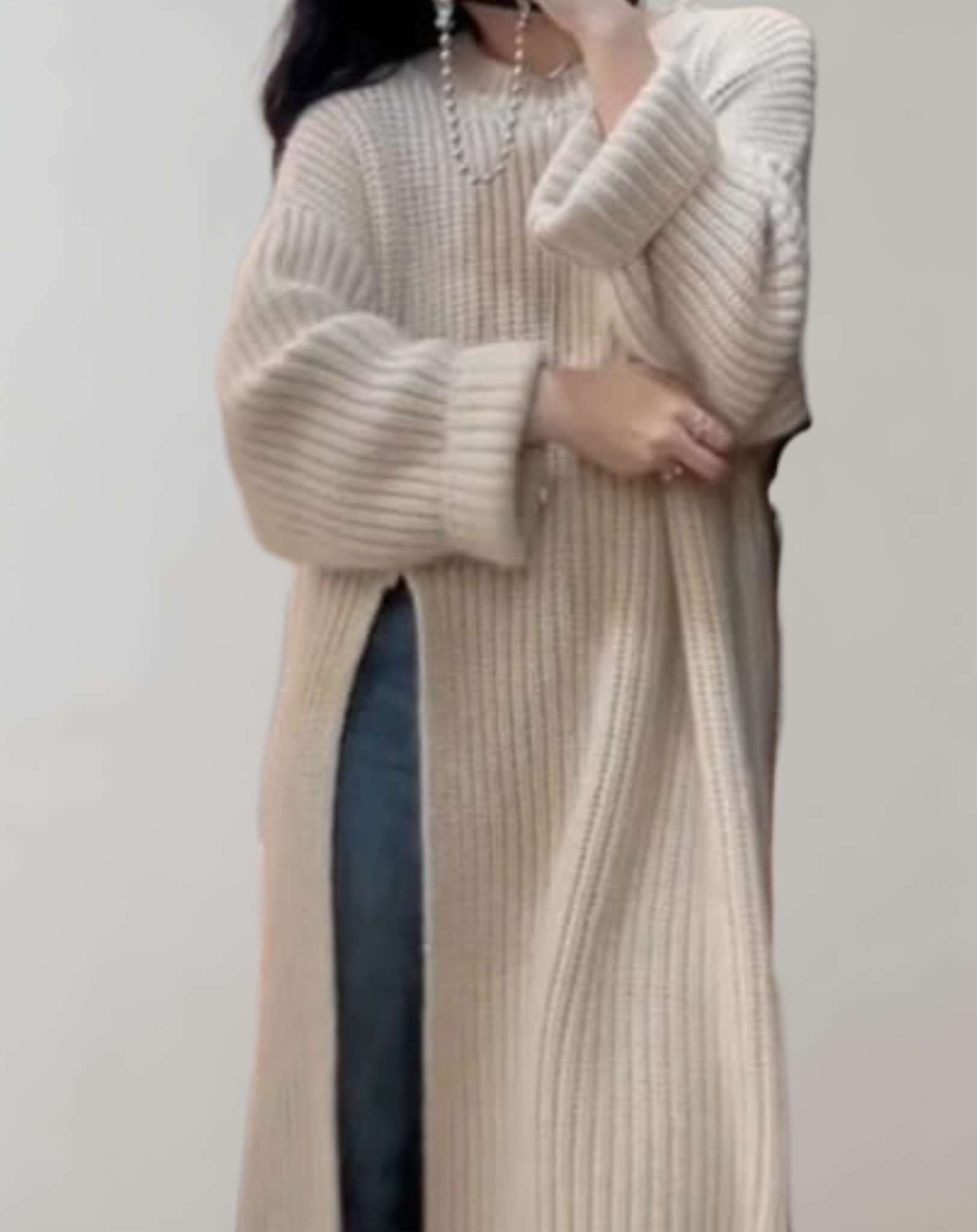 Madelyn - Langer und übergroßer Strickpullover