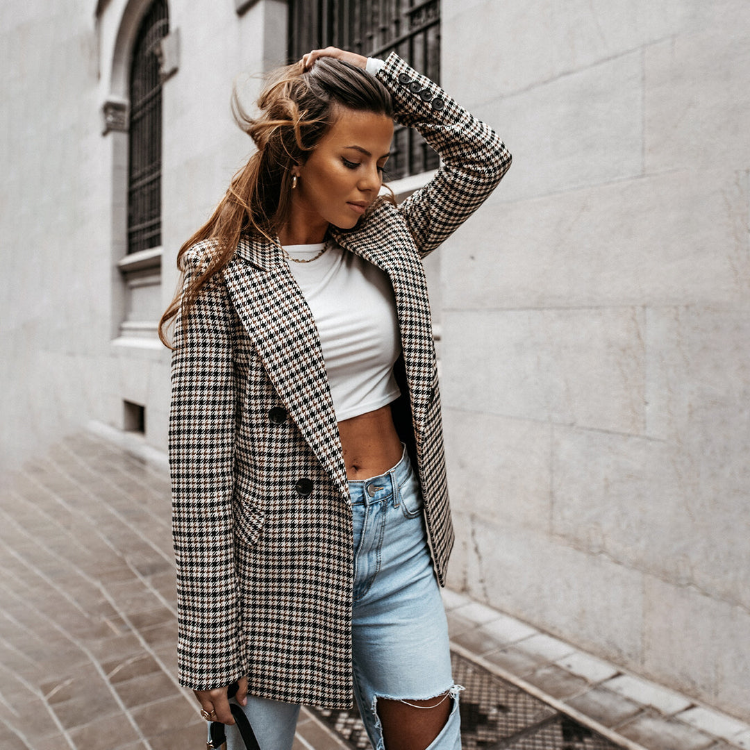 Zendaya | Klassischer eleganter Blazer im Karomuster