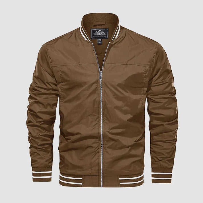 Jacke aus leichtem material mit reißverschluss und zweifarbigem design