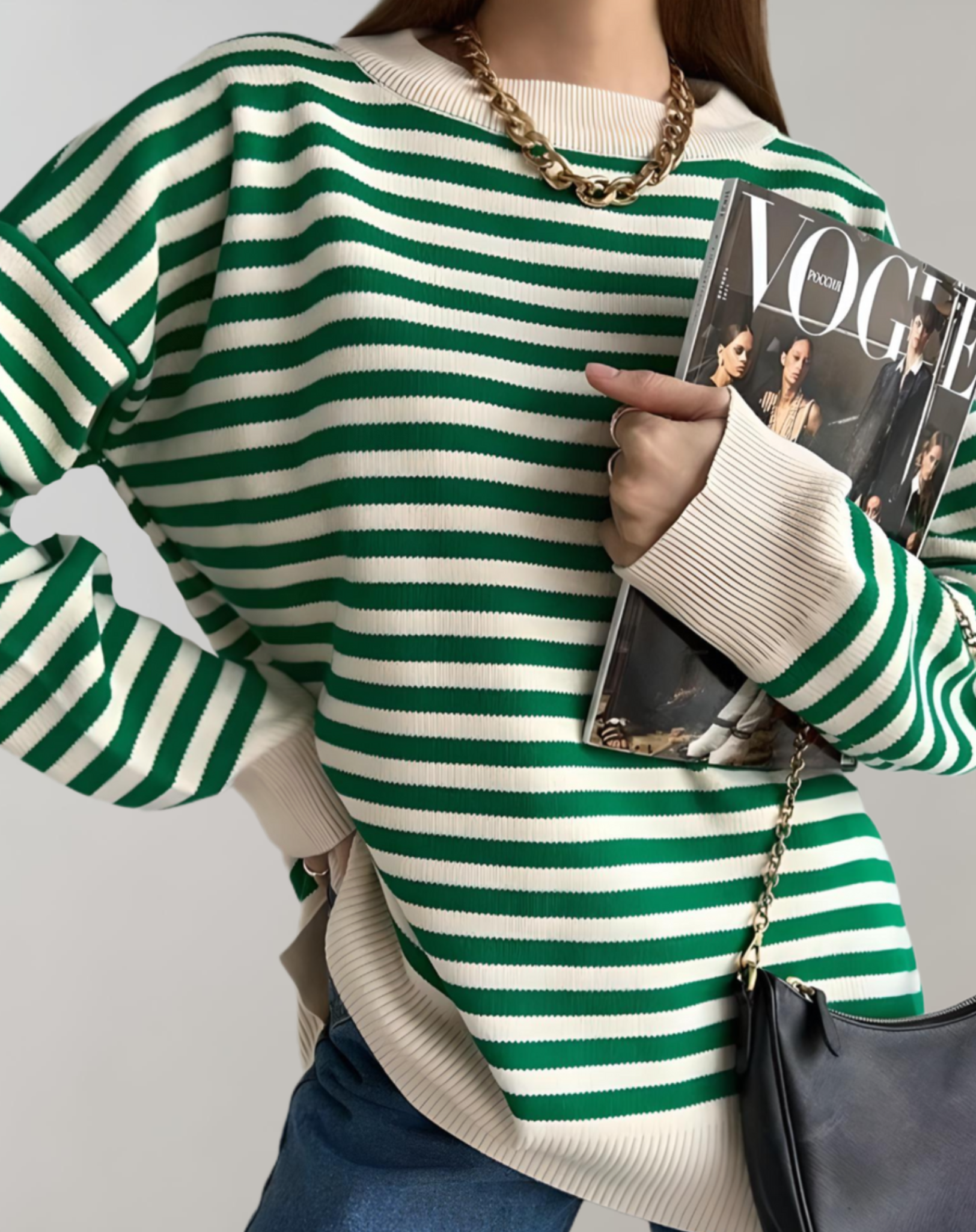 Erica - Lässiger Gestreifter Oversized-Winterpullover für Damen