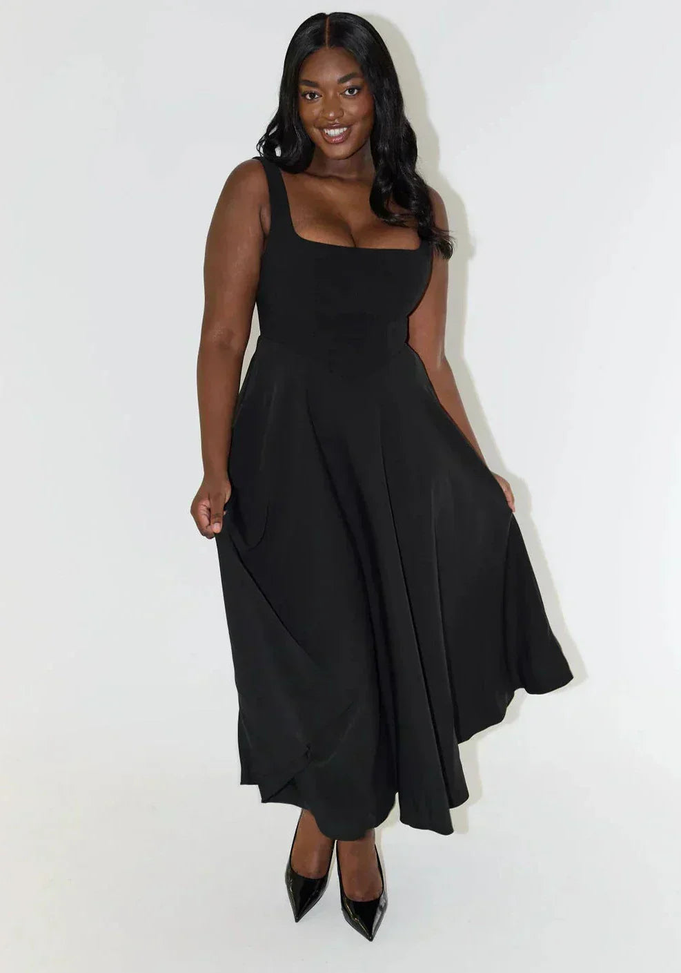 Midi-Kleid mit Hoher Taille