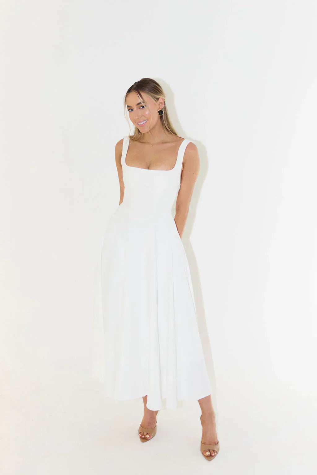 Midi-Kleid mit Hoher Taille