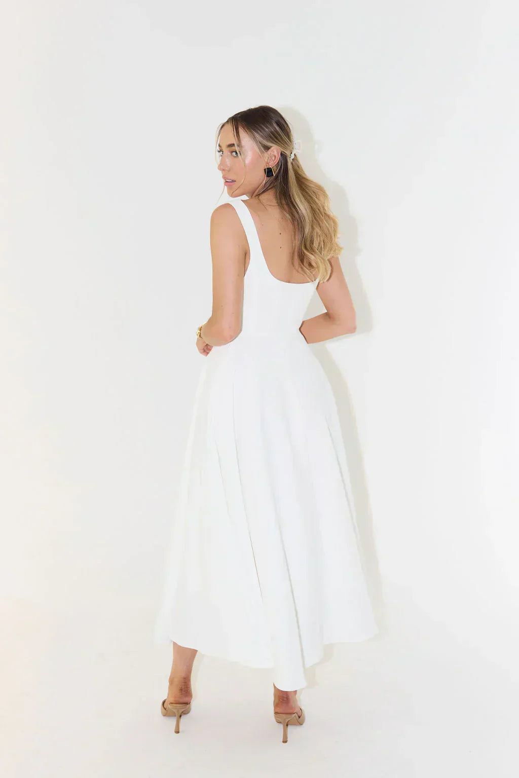 Midi-Kleid mit Hoher Taille