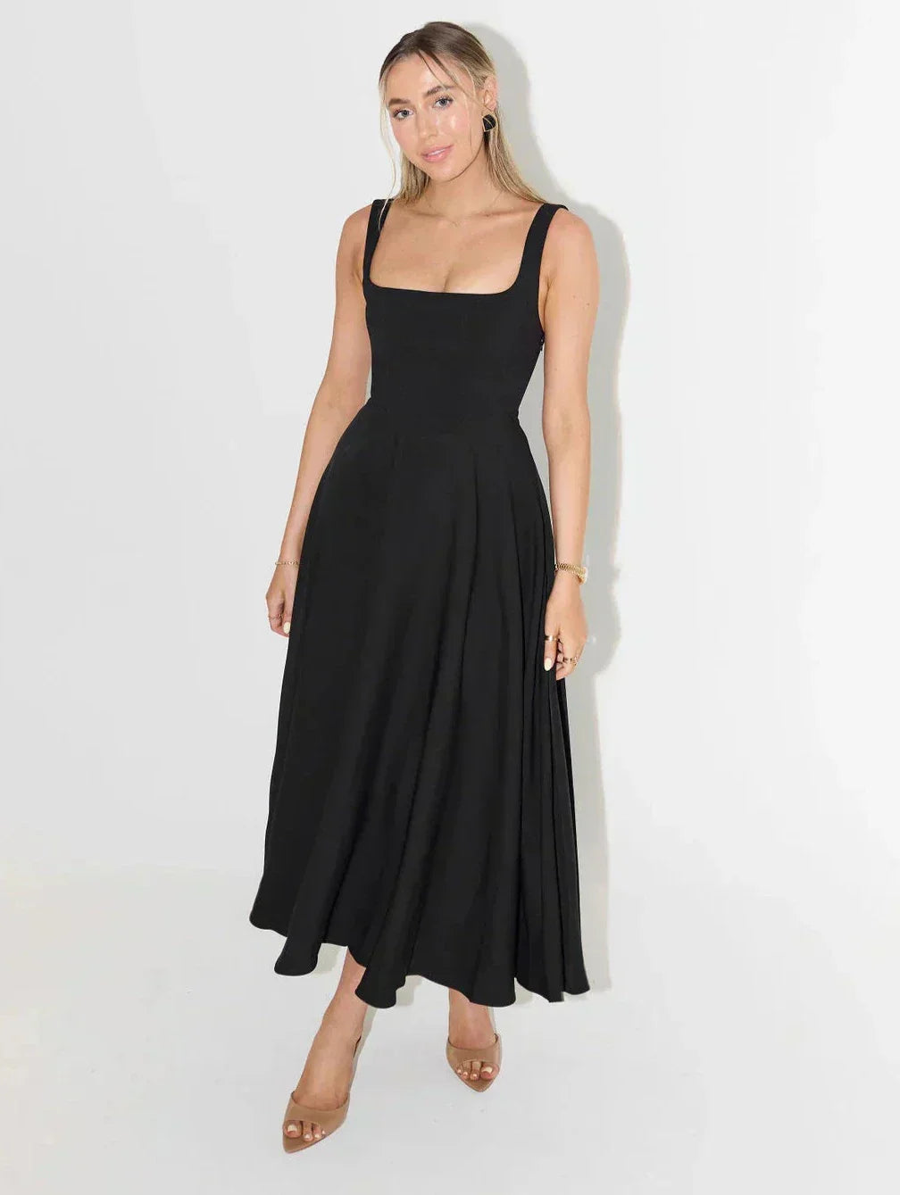 Midi-Kleid mit Hoher Taille