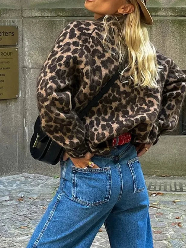Leonie - Damen-Cardigan mit Leopardenmuster