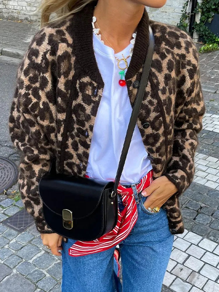 Leonie - Damen-Cardigan mit Leopardenmuster