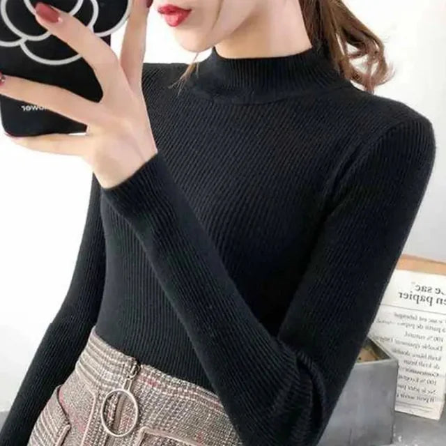 Petunia - Damen Slim Fit Pullover mit StehkragenSweaters Simple Chic Jumpers