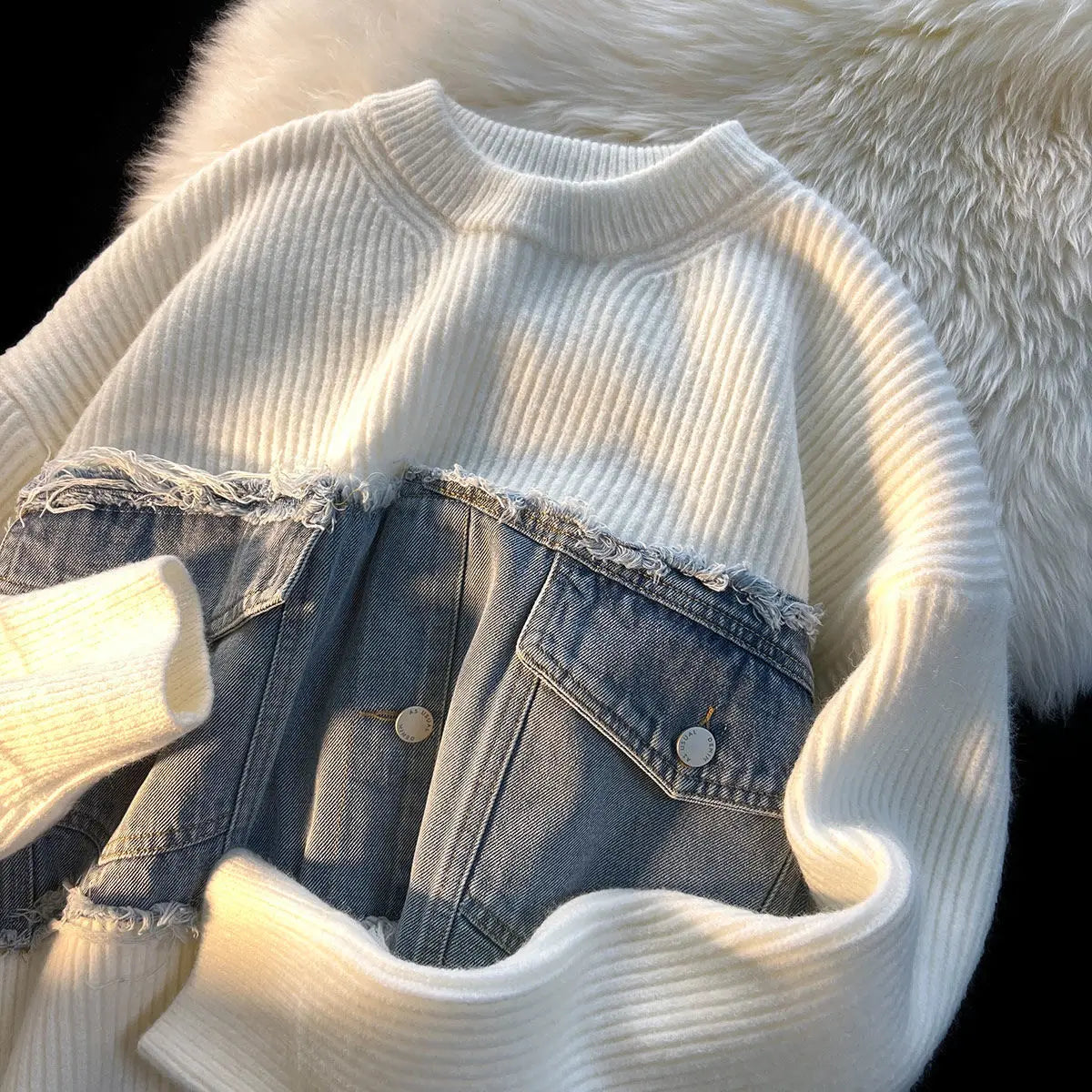 Nora - Patchwork-Denim-Pullover
