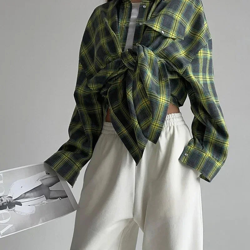 Florentine | Übergroße karierte Damenbluse | Vintage-Stil und Komfort
