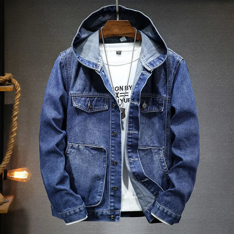 Logan - Stilvolle Vintage Herbst-Jeansjacke mit Kapuze für Herren