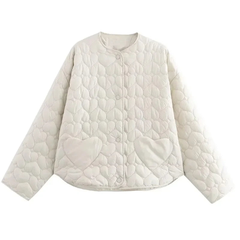 Lena – Gesteppte Jacke mit Herztaschen