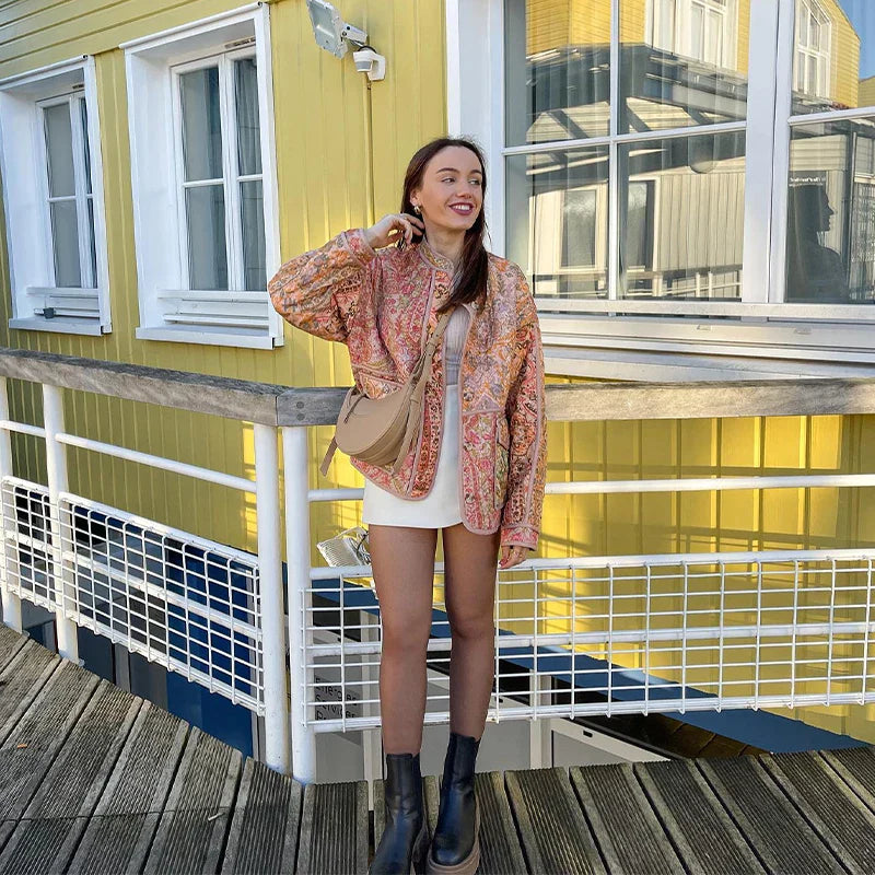Els - Steppjacke mit Blumenmuster für Damen