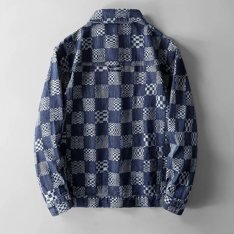 Modische karierte Jeansjacke für Herren