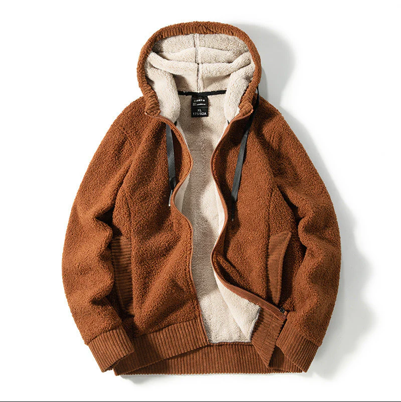 Warm gefütterter Herren-hoodie mit reißverschluss